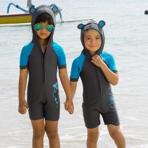 Blue Junior Children Swimwear Kids One Piece Swimsuits